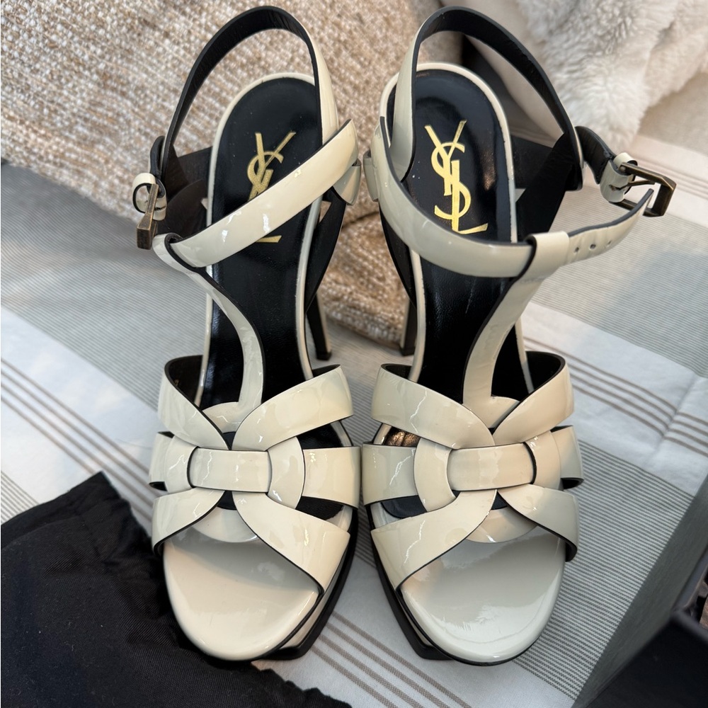 Yves Saint Laurent Women's Tribute Ivory Cream Heels